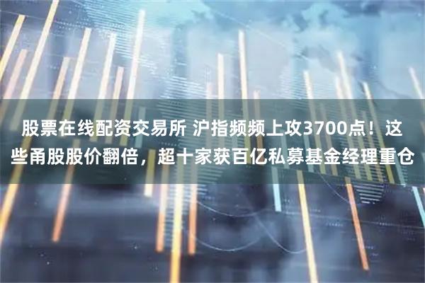 股票在线配资交易所 沪指频频上攻3700点！这些甬股股价翻倍，超十家获百亿私募基金经理重仓